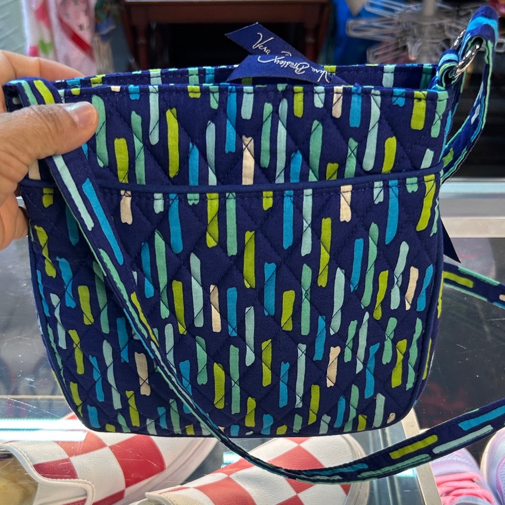 Vera Bradley Navy Quilted Crossbody with Aqua & Lime Accents - Picture 2 of 6